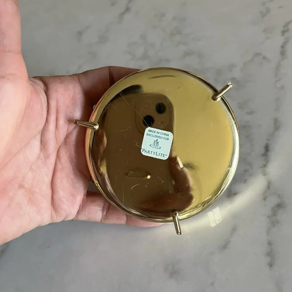 PartyLite Brass Disc Plate Candle Votive Holder Replacement Part removable plate